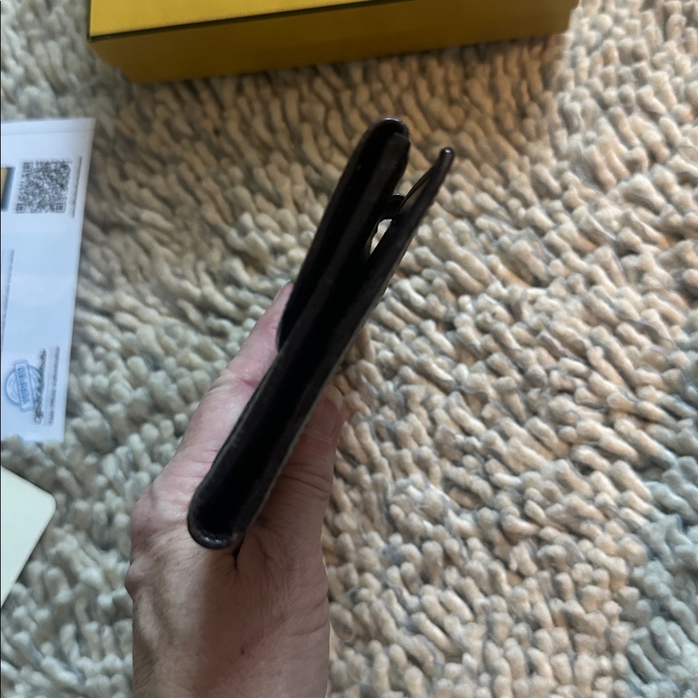 FENDI Black/Brown FF Zucca Logo wallet leather trim w/COA and box - Picture 4 of 6